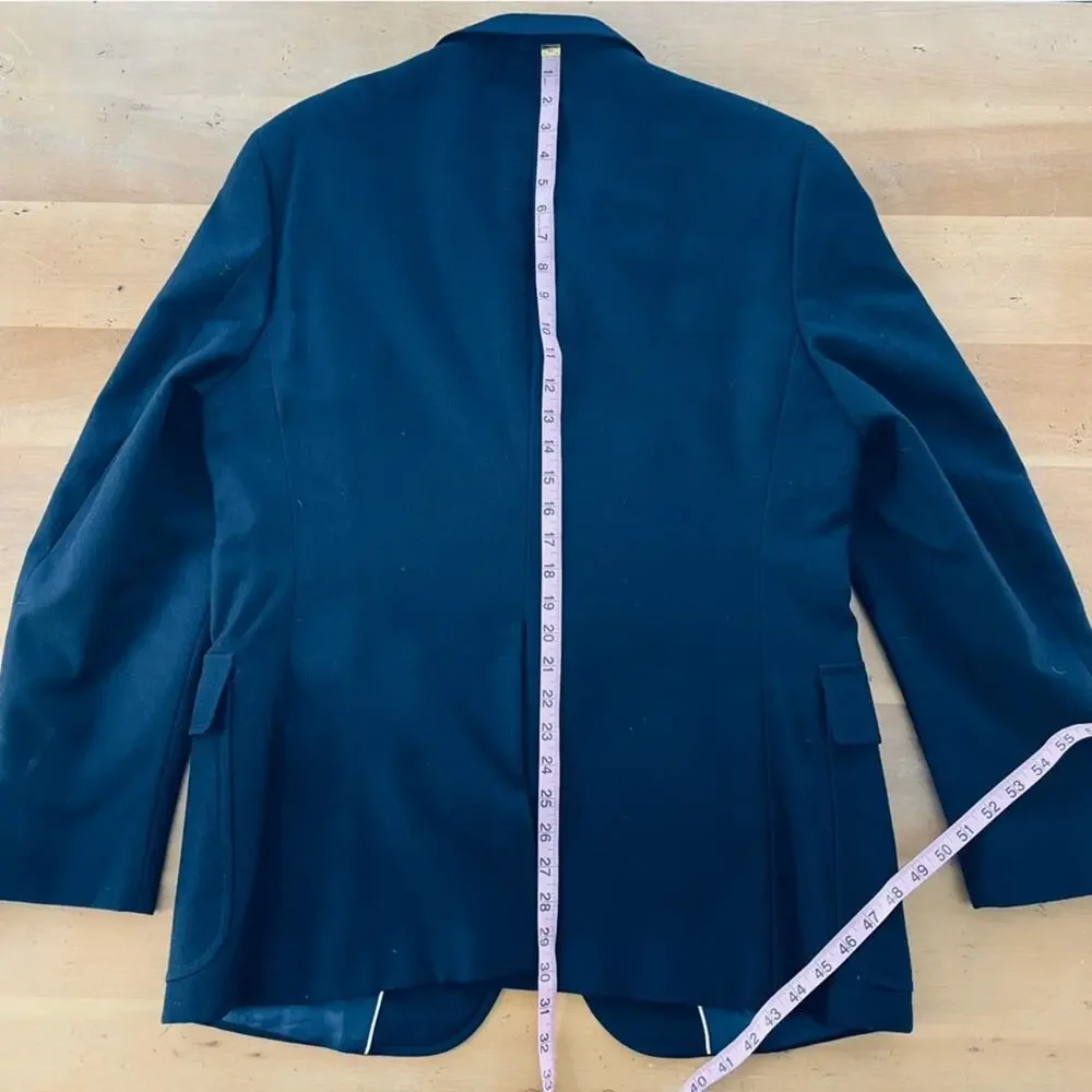 Vintage Navy Blue Sport Coat Blazer Gold Buttons Suit Coat 100% Pure Wool 42R